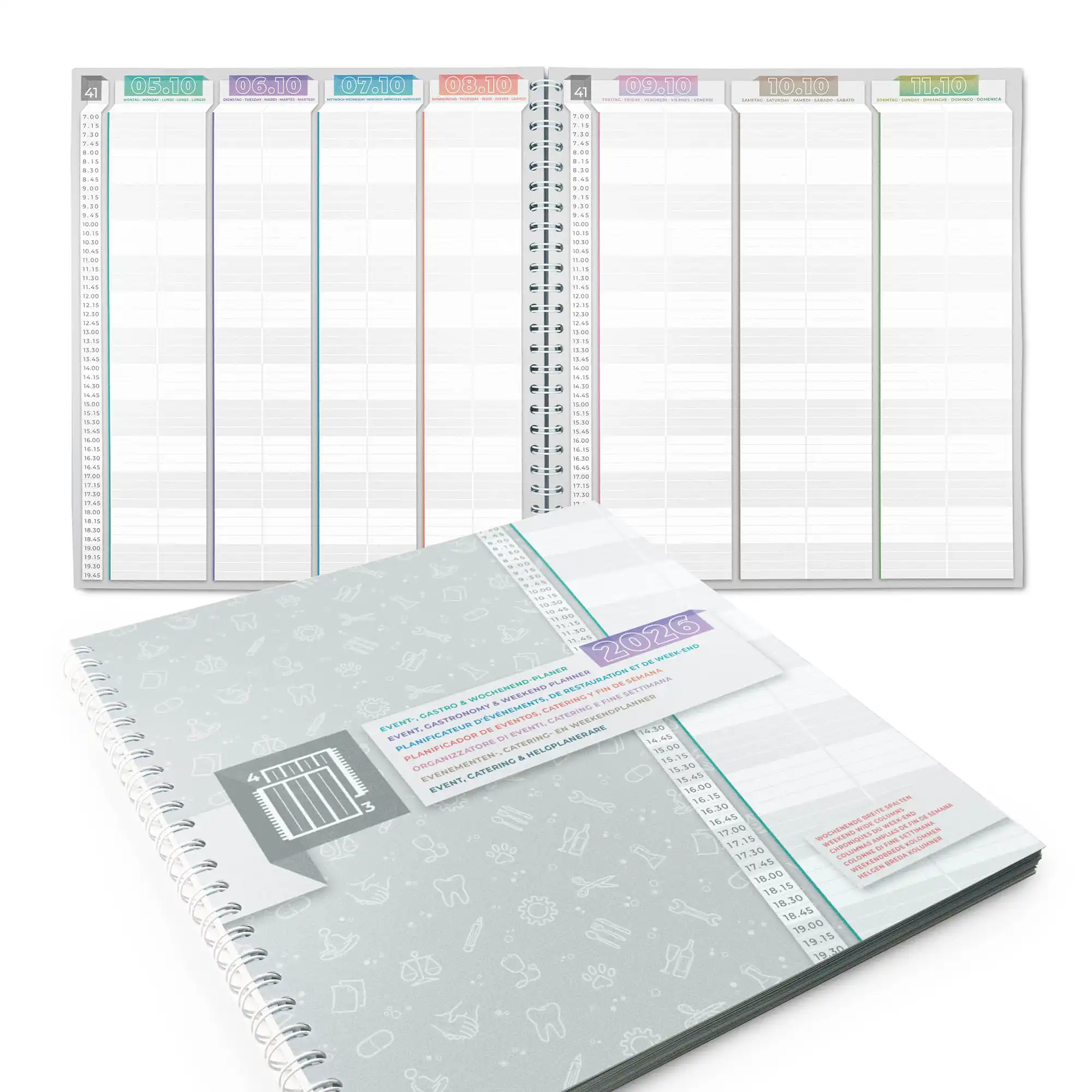 02 Wochenplaner Kalender Gastronomie Event Terminbuch großes Bestellbuch XXL 2026 Terminplaner hochwertig Arbeit Wochenende KochDialog