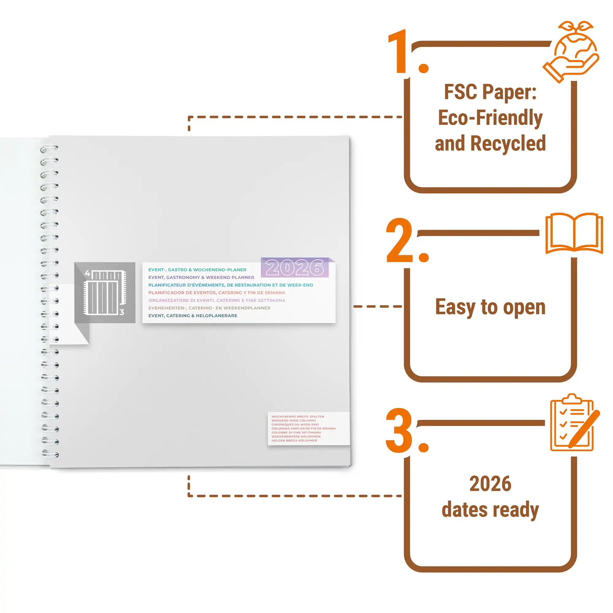 04 Wochenplaner Kalender Gastronomie Event Terminbuch großes Bestellbuch XXL 2026 Terminplaner hochwertig Arbeit Wochenende KochDialog