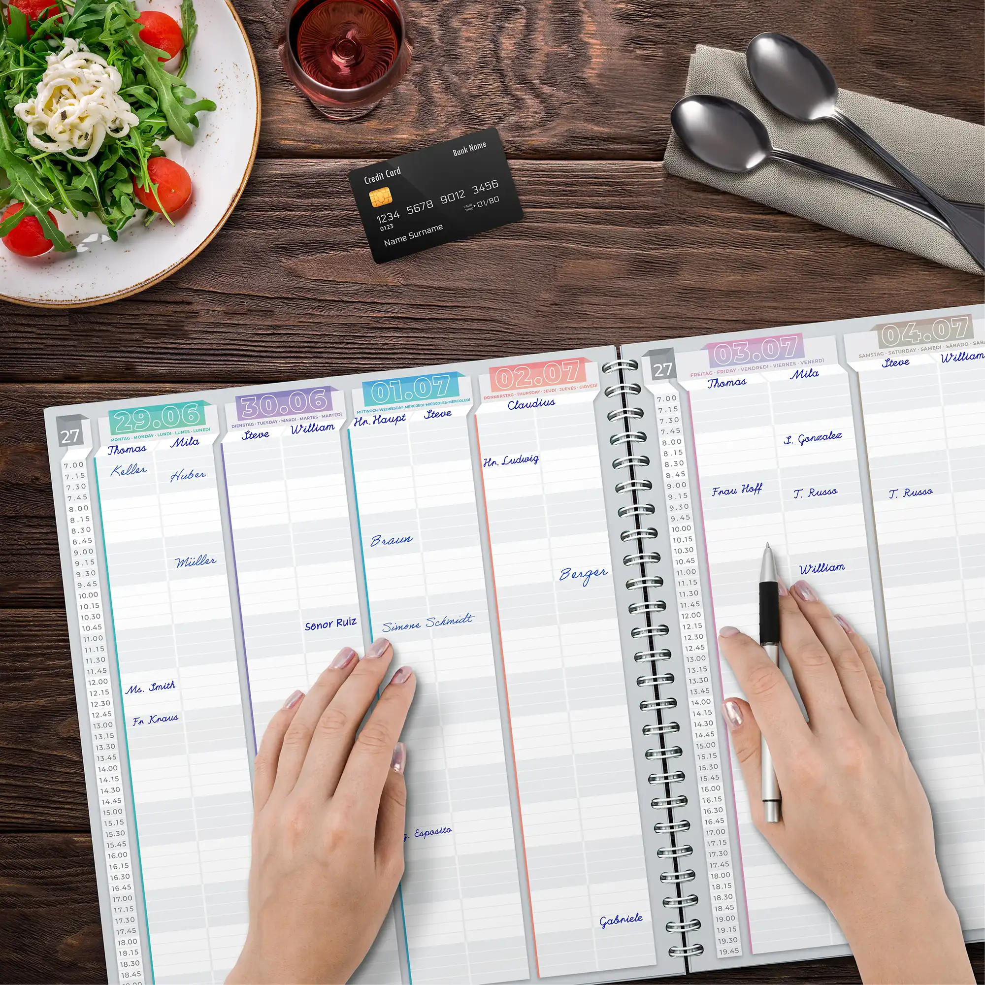 07 Wochenplaner Kalender Gastronomie Event Terminbuch großes Bestellbuch XXL 2026 Terminplaner hochwertig Arbeit Wochenende KochDialog