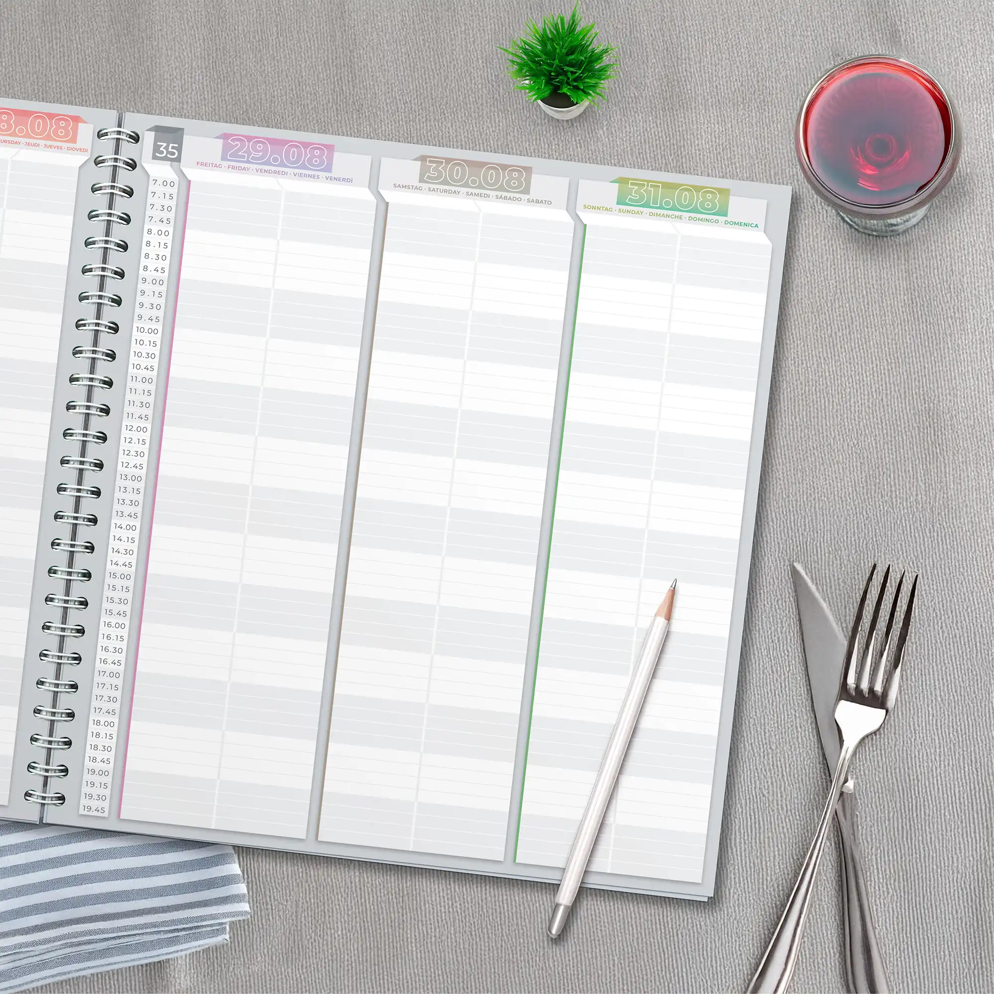 08 Wochenplaner Kalender Gastronomie Event Terminbuch großes Bestellbuch XXL 2025 Terminplaner hochwertig Arbeit Wochenende KochDialog