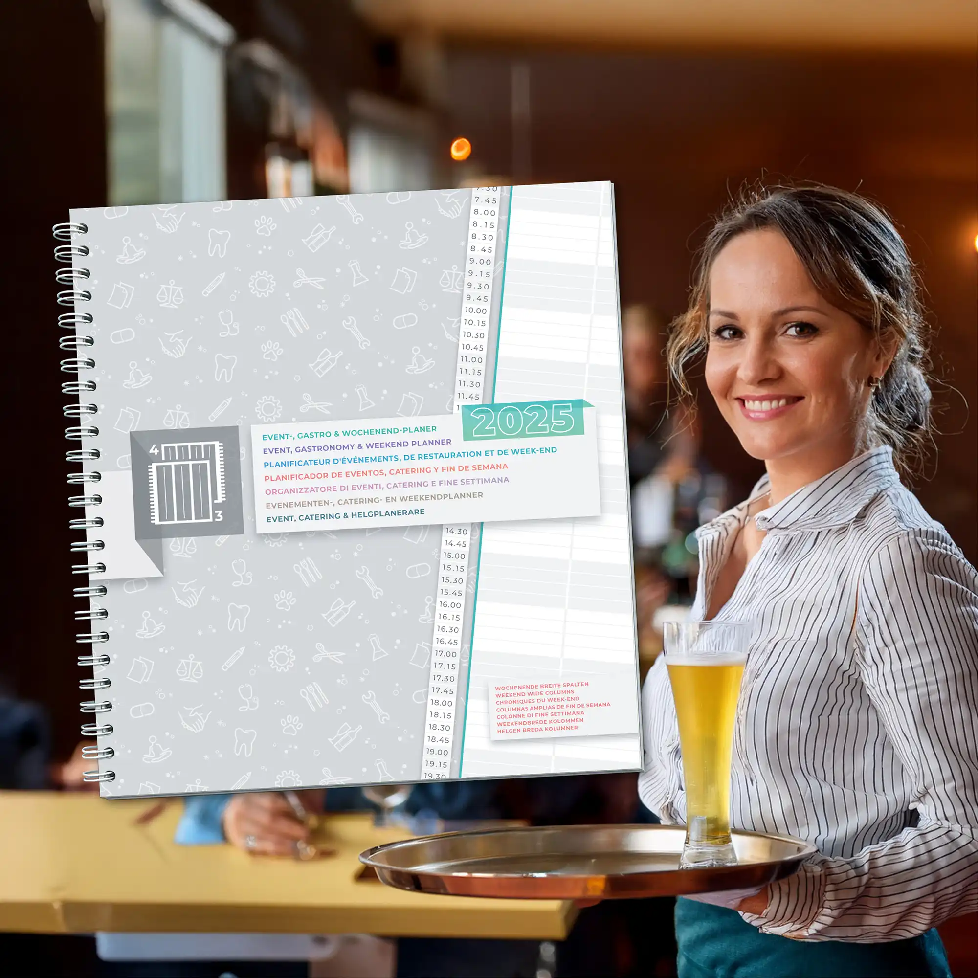 09 Wochenplaner Kalender Gastronomie Event Terminbuch großes Bestellbuch XXL 2025 Terminplaner hochwertig Arbeit Wochenende KochDialog