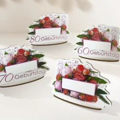 Tischkärtchen 10 Stück - Blumen 60. 70. 80. neutral Geburtstag